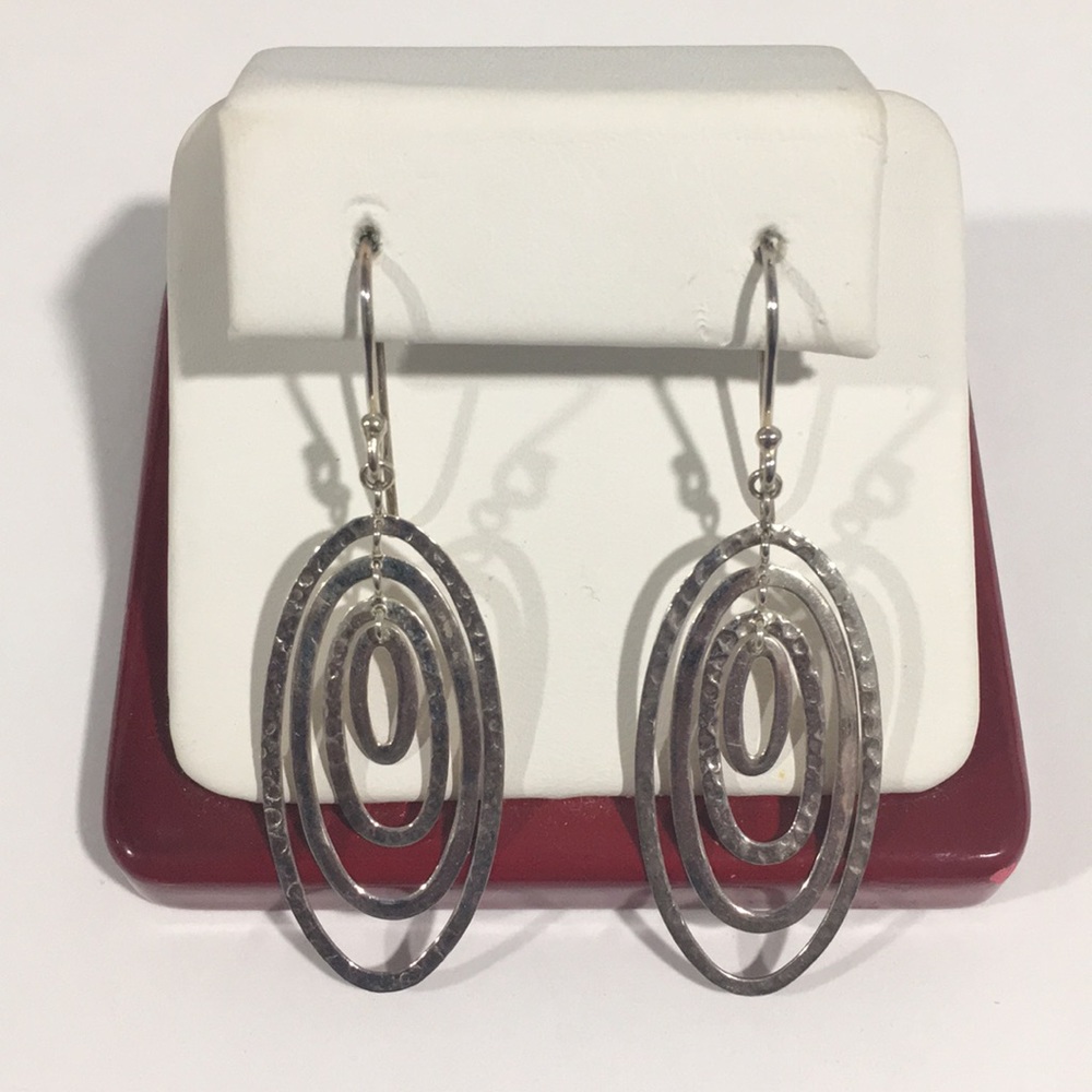 Sterling Silver Vintage Oval Dangling Earrings